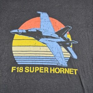 F18 Super Hornet T-Shirt Mens XL Black Excellent Graphic Tee‎ Patriotic USA